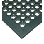 Green Moulded Rubber workstation mats - Drainage type