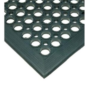 Green Moulded Rubber workstation mats - Drainage type