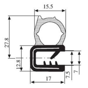 Black EPDM Door Profile