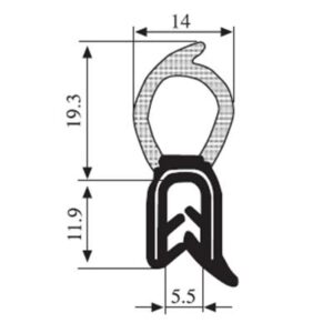 Black EPDM Boot Seal Profile
