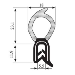 Black EPDM Boot Seal Profile