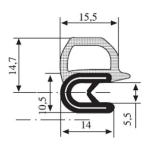 Black EPDM Door Profile