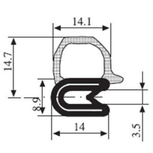 Black EPDM Door Profile