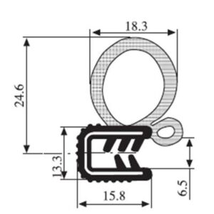 Black EPDM Door Profile