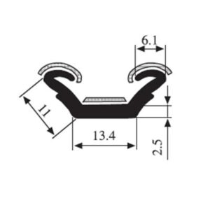 Black EPDM Glass Run Channel Profile