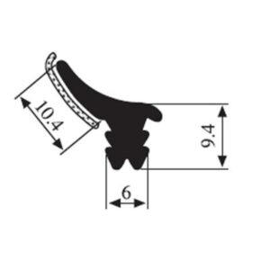 Black EPDM Glass Run Channel Profile