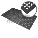 Black Moulded Rubber workstation mats - Drainage type