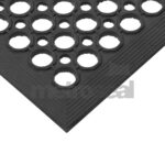 Black Moulded Rubber workstation mats - Drainage type