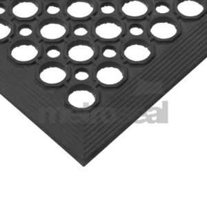 Black Moulded Rubber workstation mats - Drainage type
