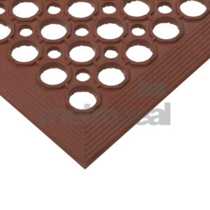 Red Moulded Rubber workstation mats - Drainage type