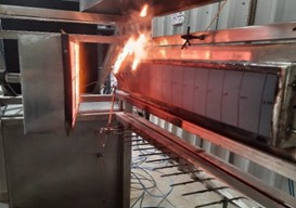 Rubber sample during testing